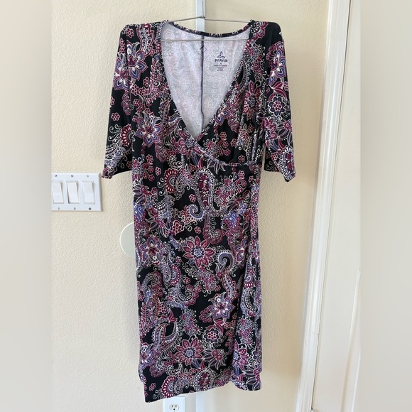 Prana Dresses & Skirts - NWOT - PrAna Nadia Veeda Paisley Print Faux Wrap Dress in Purple - Size XL